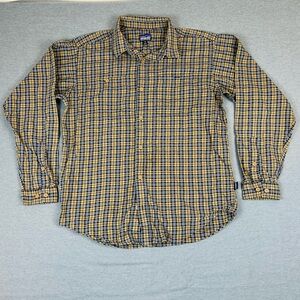 Patagonia Flannel Casual Plaid Shirt Blue and Yellow